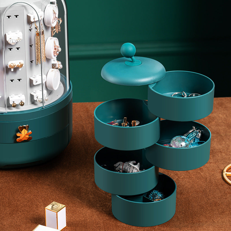 360° Rotating Jewelry Storage Box – Large Organizer for Earrings, Necklaces & Accessories