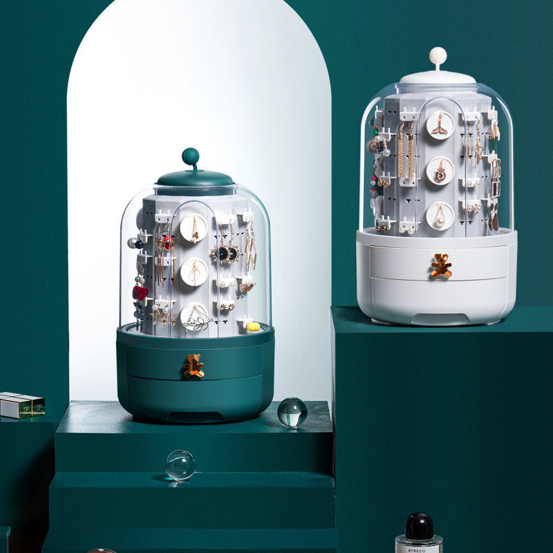 360° Rotating Jewelry Storage Box – Large Organizer for Earrings, Necklaces & Accessories