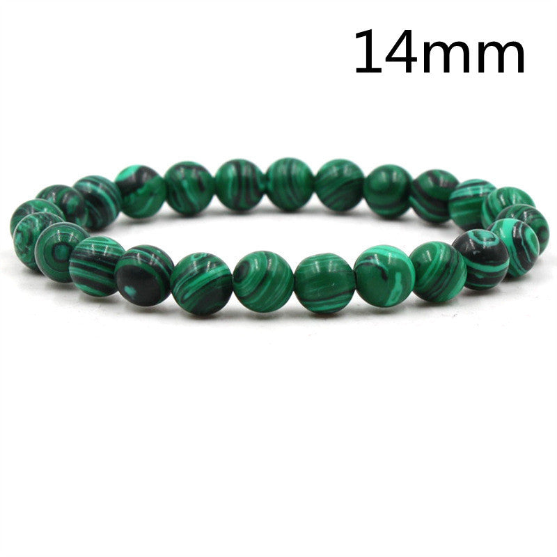 Classic Black Matte & Green Malachite Beaded Bracelet – Unisex Stretch Strand Jewelry